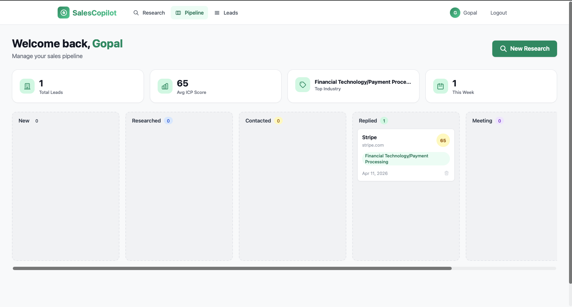 Dashboard screenshot