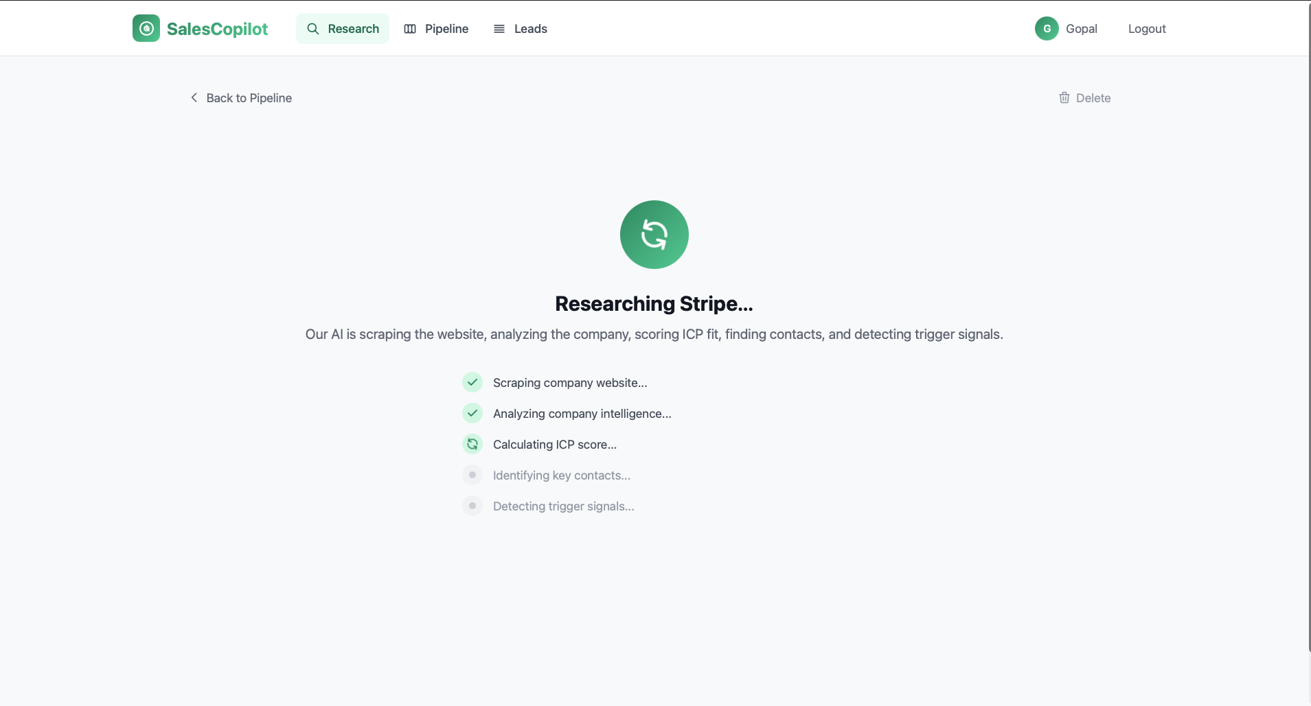 Email stream screenshot